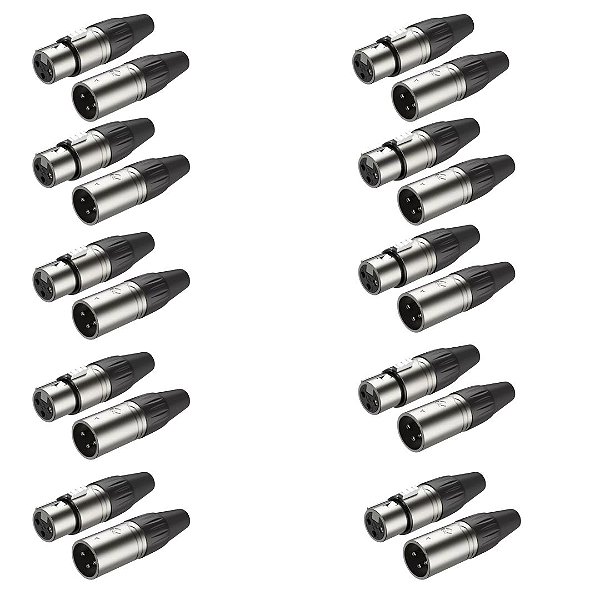 Kit Conector Roxtone XLR  XP3FM Macho + XP3FM Fêmea  10 de cada