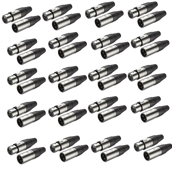 Kit Conector Roxtone XLR  XP3FM Macho + XP3FM Fêmea  20 de cada