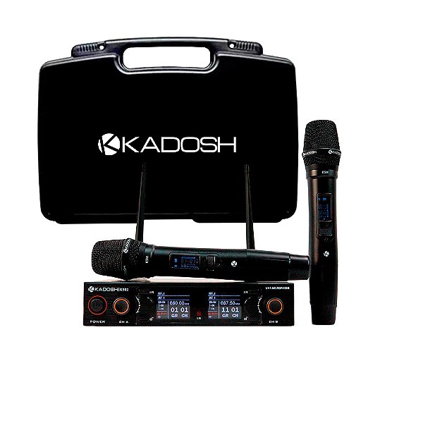 Sistema de Microfone Kadosh K502M B5 Preto Duplo Sem Fio Recarregável Profissional