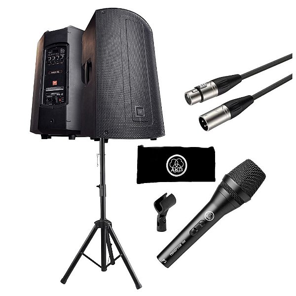 Kit Caixa JBL Max15 com suporte + Microfone Akg P3s com cabo 5mts