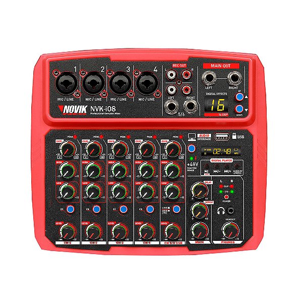 Mesa de Som Analógica Novik NVK-i08BT 8 Canais -OUTLET