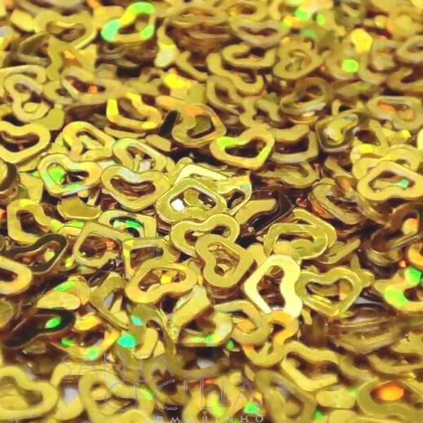 Lantejoula Coração 4mm - 2g - Ouro