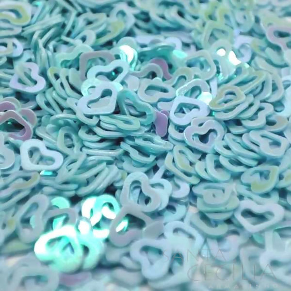 Lantejoula Coração 4mm - 2g - Azul Claro