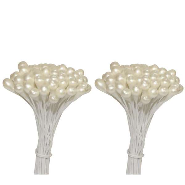 Pistilo Arame - 100 unid. - Branco Perolado Grande - Ref. 434
