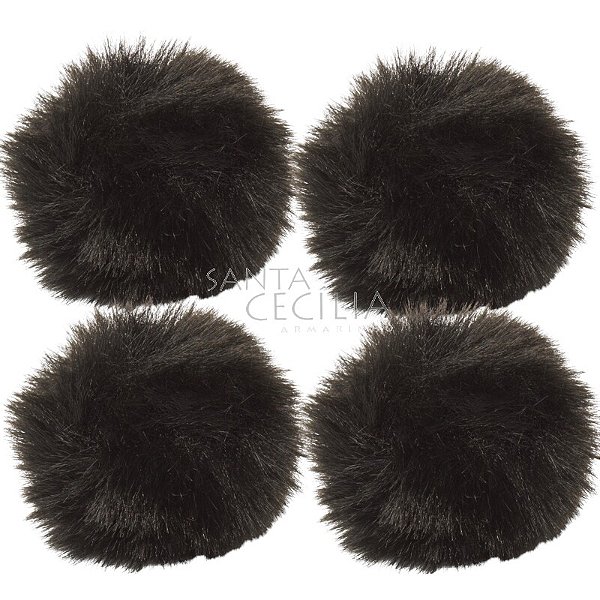 Pom Pom Solto 5cm - 4 unid. - Preto