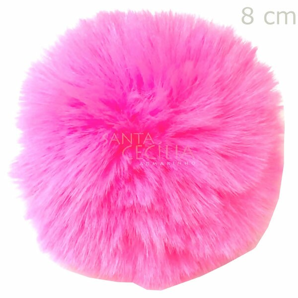 Pom Pom Solto 8cm - 4 unid. - Rosa Neon