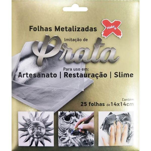 Folha Imitação 25 unidades 14x14cm - Prata