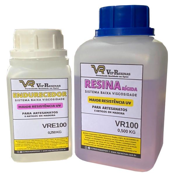 Resina Epóxi Rígida VR100 0,500kg – Baixa Viscosidade - Endurecedor 0,250kg
