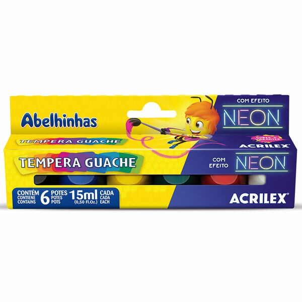 Tempera Guache Neon - 6 unidades - Acrilex