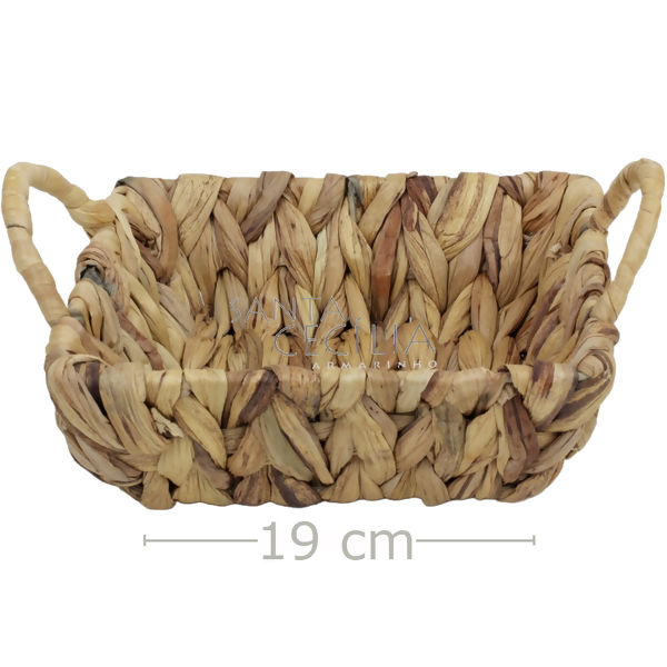 Cesta de Taboa Quadrada 19 cm Alça Dupla Ref. MT-1
