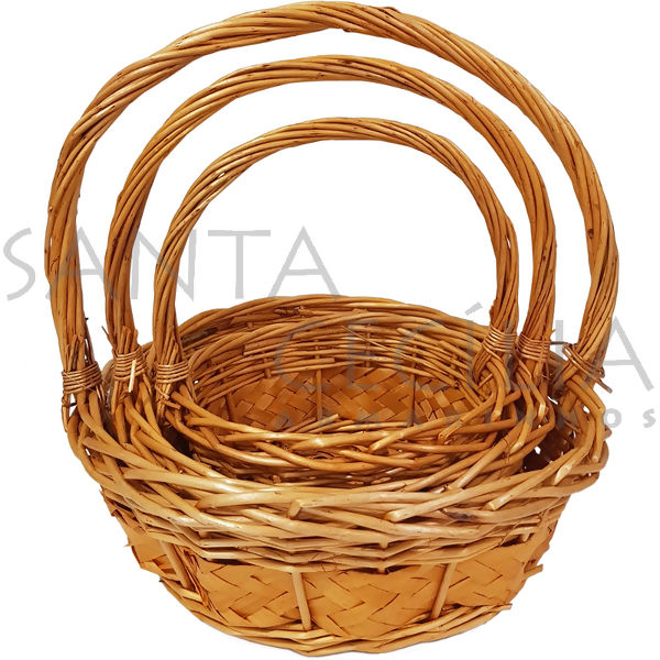 Cesta de Fibra Redonda Cerejeira Ref. W6-1 - kit com 3 unidades