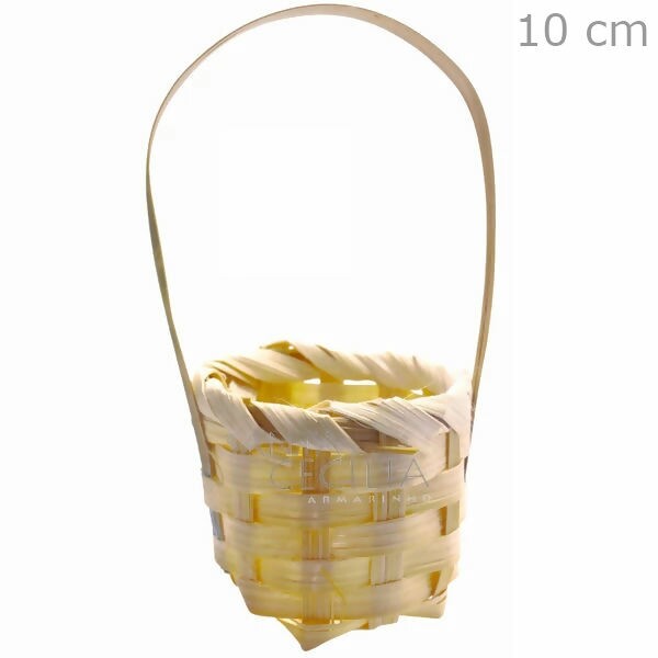 Mini Cesta de Bambu com Alça Ref.IX-001 - Modelo Redonda