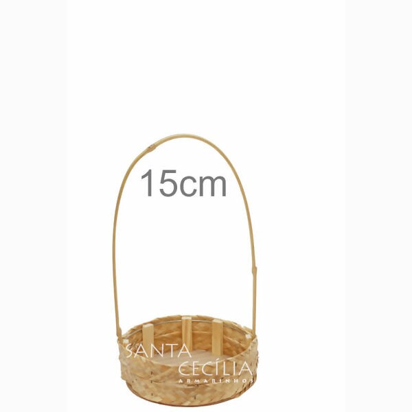 Cesta de Bambu e Palha Trançada Redonda 15cm - R$8,90