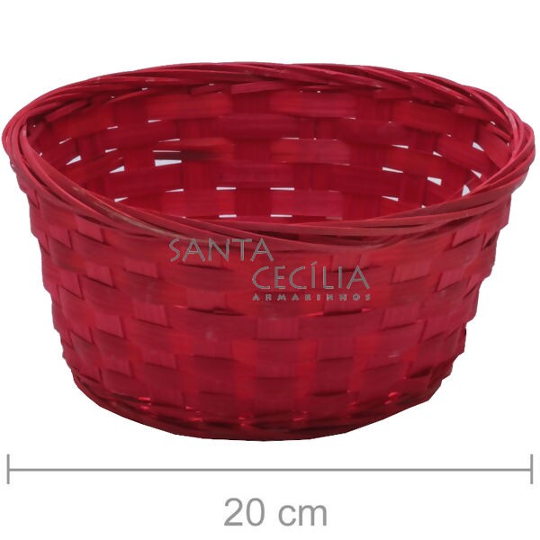 Cesta de Bambu Redonda HL153213 - Vermelha