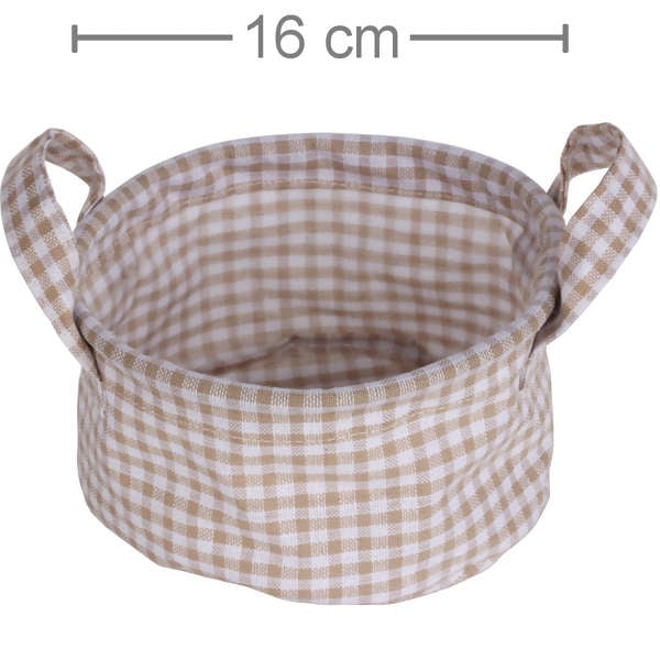 Cesta em Tecido Ref.QL81066-37 - Xadrez Bege