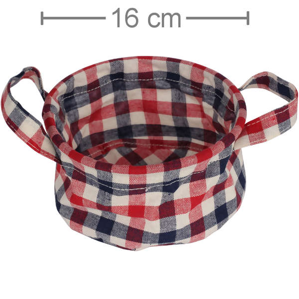 Cesta em Tecido Ref.QL81066-191 - Xadrez Azul/Bege/Vermelho