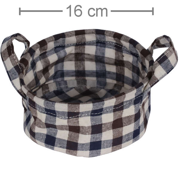 Cesta em Tecido Ref.QL18066-93 - Xadrez Azul/Bege/Marrom