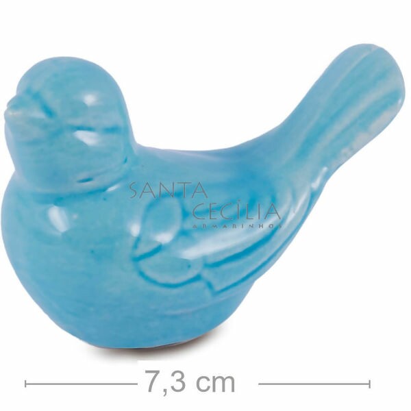 Pássaro Decorativo Cerâmica - Azul