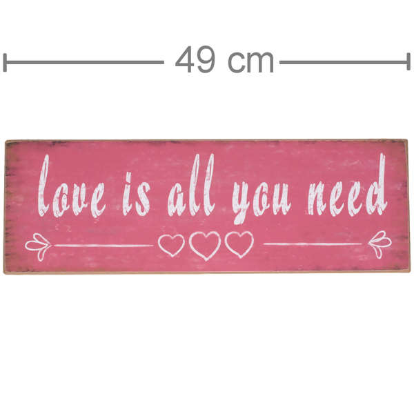 Placa Decorativa em MDF - Love is All You Need 15X45cm