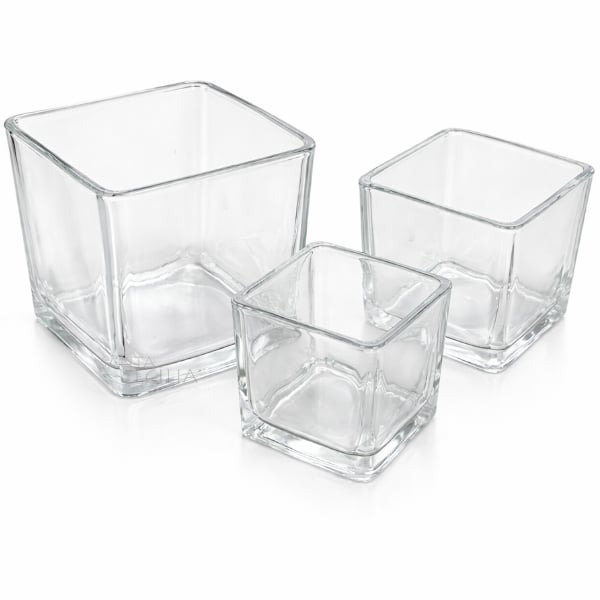 kit Mini Vasos de Vidro - 7x7,5cm - 6x6cm - 5x5cm