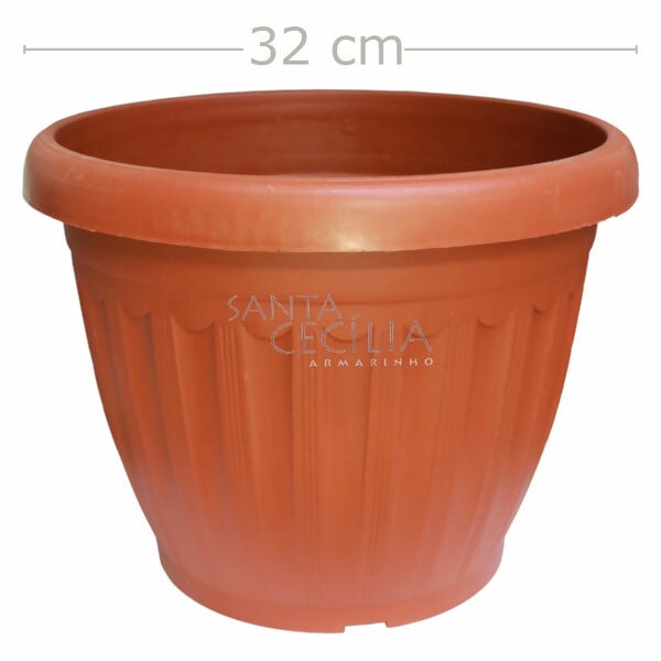 Vaso Grego Decorativo Plástico Redondo - Marrom