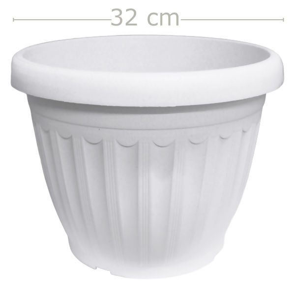 Vaso Grego Decorativo Plástico Redondo - Branco