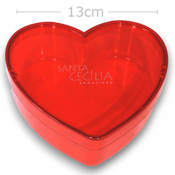 Caixa Coração em Acrílico 14 cm - 530ml - Vermelho