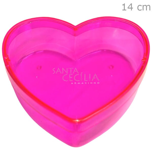 Caixa Coração em Acrílico 14 cm - 530ml - Rosa