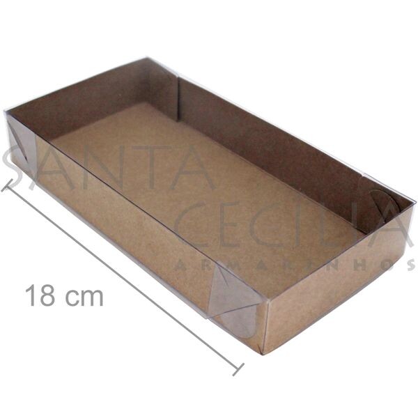 Caixa de Papel Kraft com Tampa de PVC CH-01 18x9x3 cm - 20un.