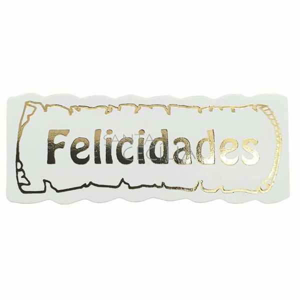 Etiqueta Adesiva - 100 unid. - Felicidade Pergaminho - Ouro