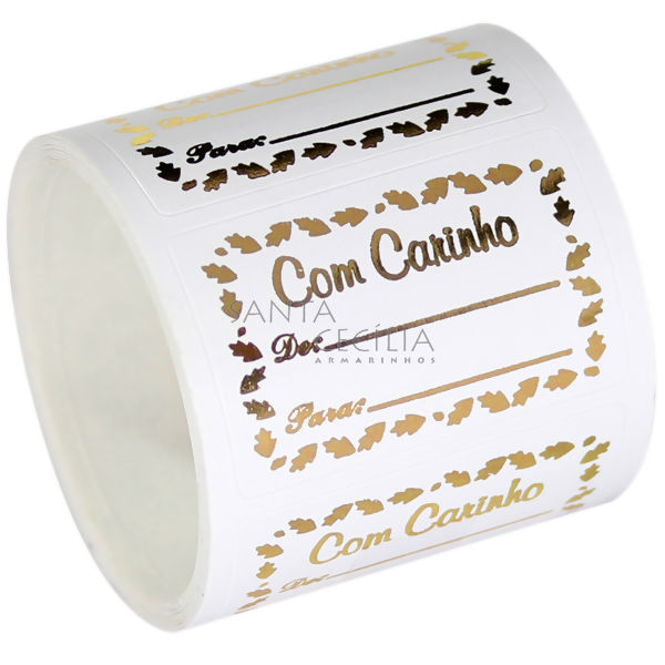 Etiqueta Adesiva - 100 unid. - Com Carinho Retangular