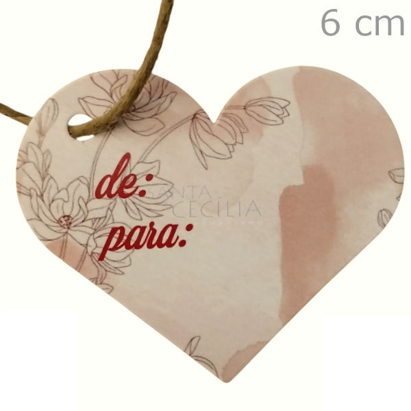 Etiqueta Tag Coração De / Para - 10 unid.