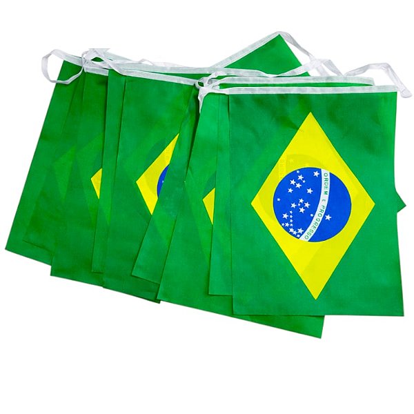 Varal de Bandeiras do Brasil 20 x 30 cm 5 metros