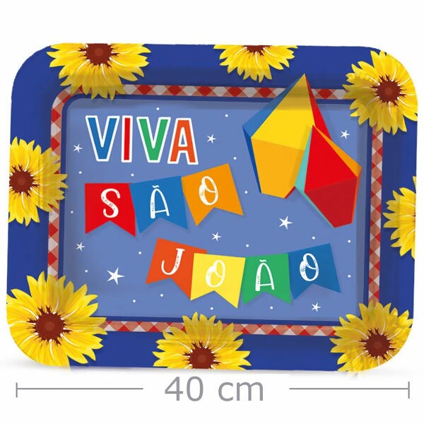 Bandeja Retangular de Papel Cartão Junino 33x40cm - Noite de São João 23700293