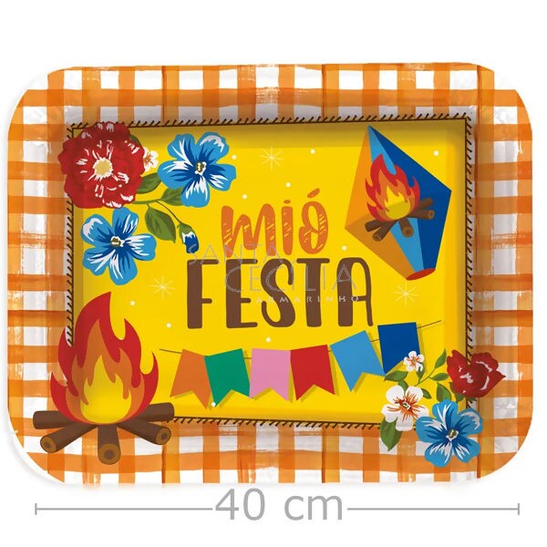 Bandeja Retangular de Papel Cartão Junino 33x40cm - Mió Festa 23700297