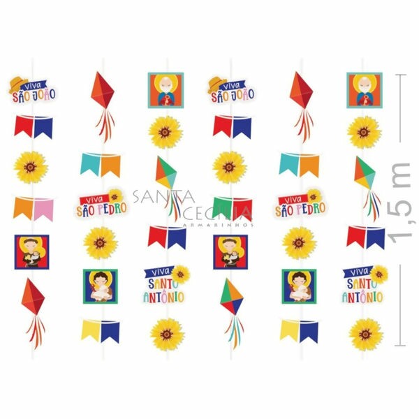 Cortina Decorativa Junina 36 Peças - Viva São João Ref.23012560