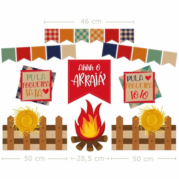 Painel Desconstruído Festa Junina 6 peças - Festança Kraft - Ref. 23012722