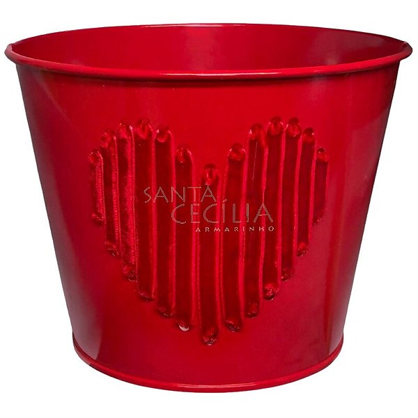 Balde Decorado Coração de Fita Veludo 10,5cm - Ref. A-14
