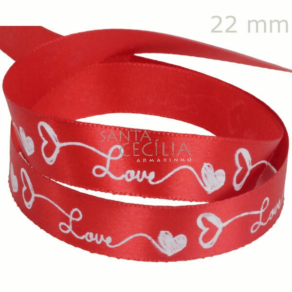 Fita de Cetim Love 2,2 cm x 10m. Ref.18852 Cor 1