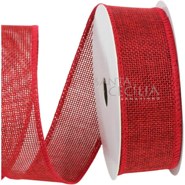 Fita de Juta Sintética Aramada ref.1031-3 - 3,8cm x 6m - Vinho