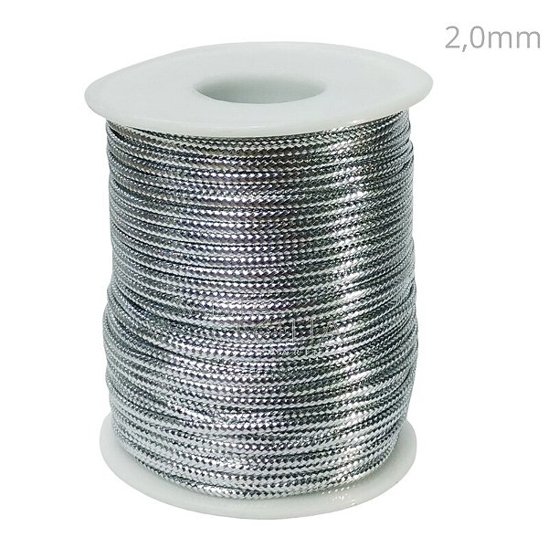 Cordão Metalizado 2mm 50m - Prata