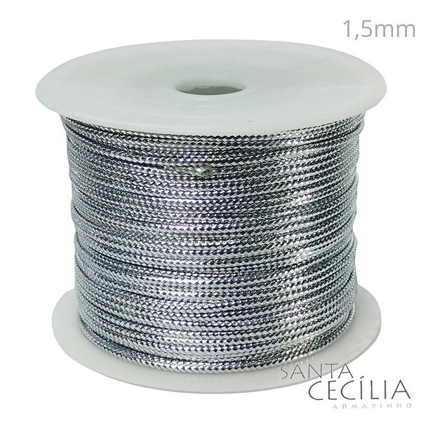 Cordão Metalizado 1,5mm 50m - Prata