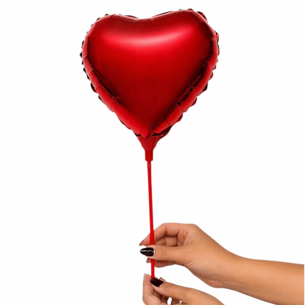 Balão Coração com Haste 10 Polegadas Vermelho