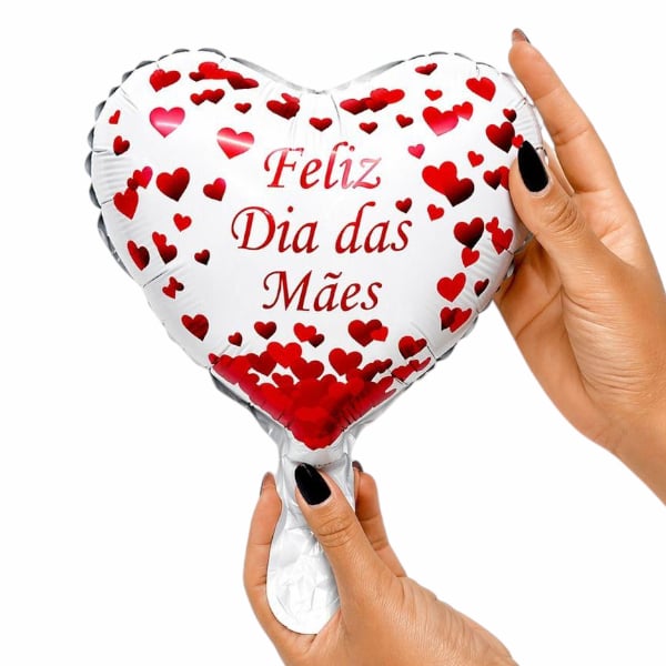 Balão Coração Dia das Mães 10 Polegadas Branco