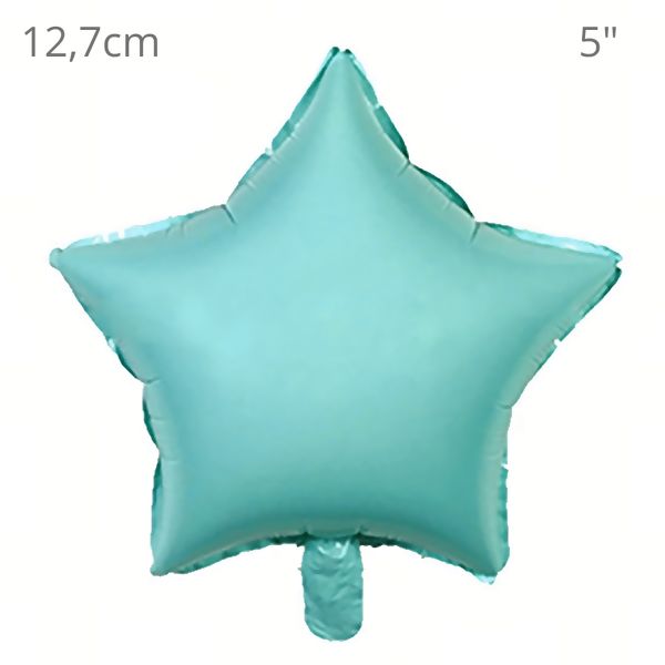 Balão Metalizado Estrela c/Canudo - Azul Bebê 12.7cm 6 unid. - REF. Q00607