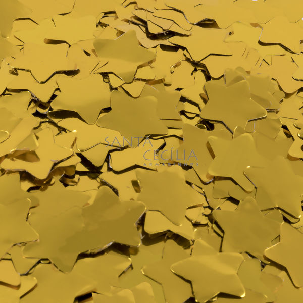Confetes para Balões Metalizados 2cm 10gr - Estrela Ouro
