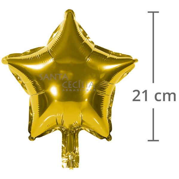 Balão Metal Estrela 21x21cm Ouro - Ref. Q02532