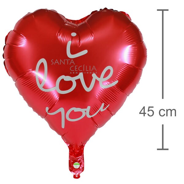 Balão Metal Coração 45cm - Vermelho I Love You