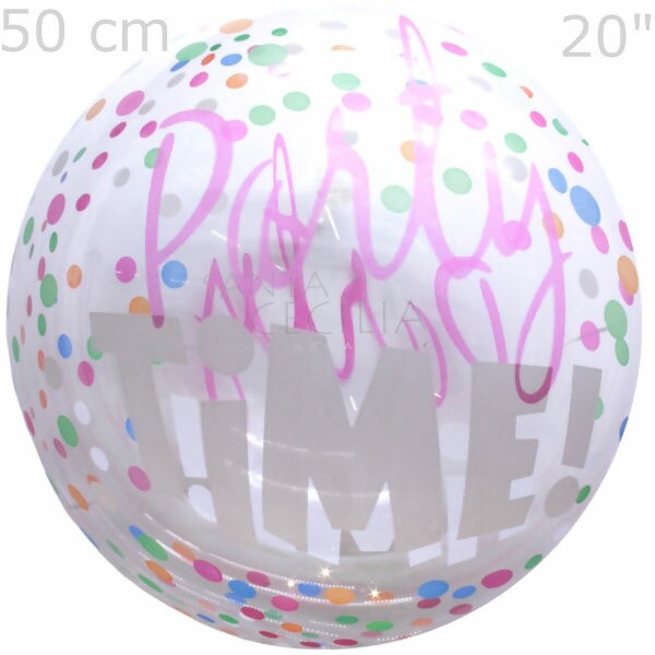 Balão Bubble Transparente Silicone - Party Time 50cm