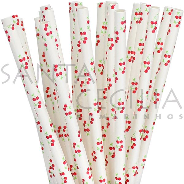 Canudo de Papel Cerejinha - pacote com 12 un.